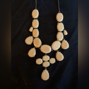 J Crew statement necklace. Antique gold with blush pink stones.